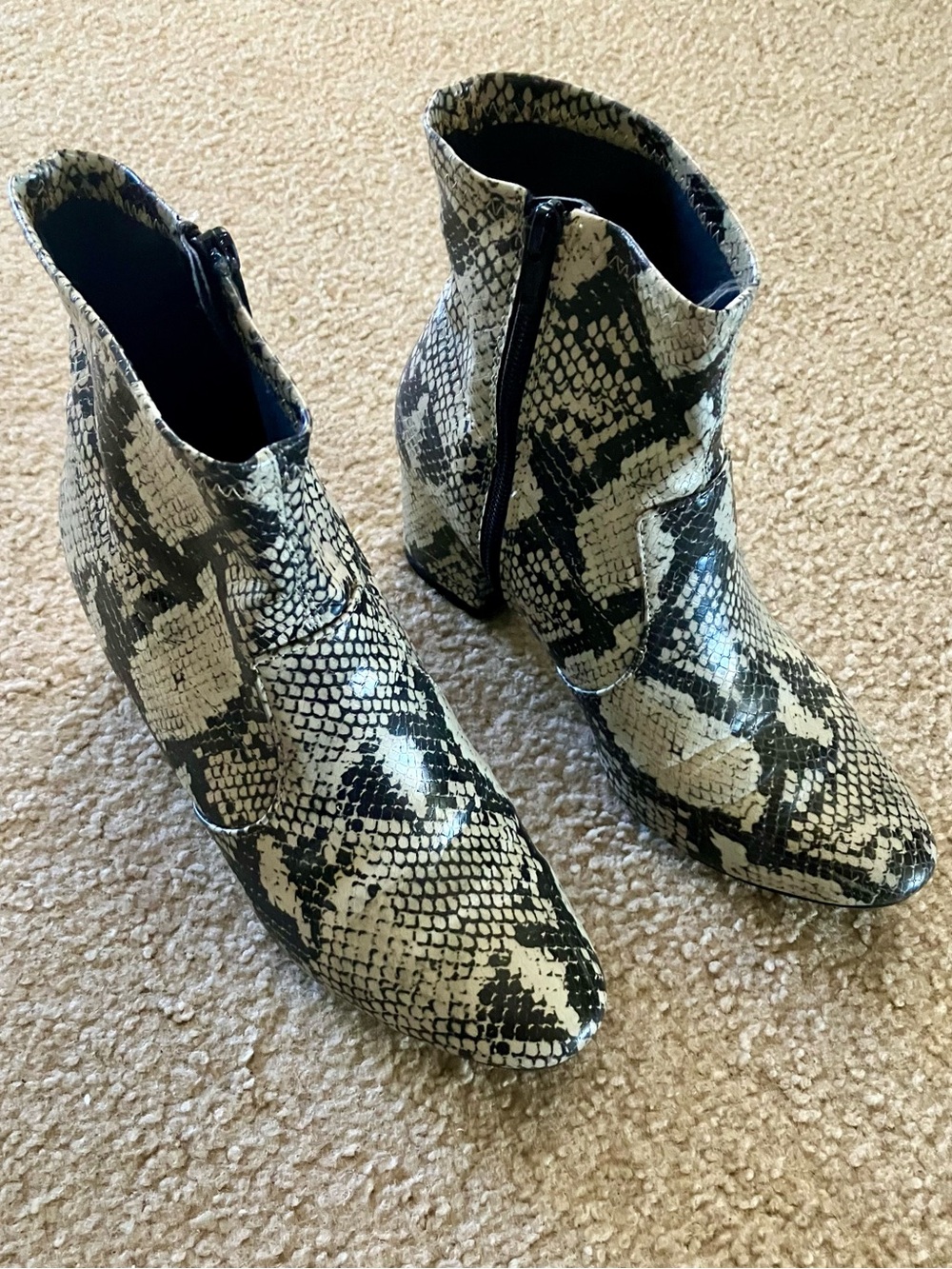 Time and Tru snake skin ankle boots booties